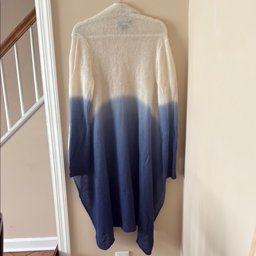 Claudia Nichole 100 percent Cashmere Ombre Cream Blue Cardigan - Picture 3 of 4